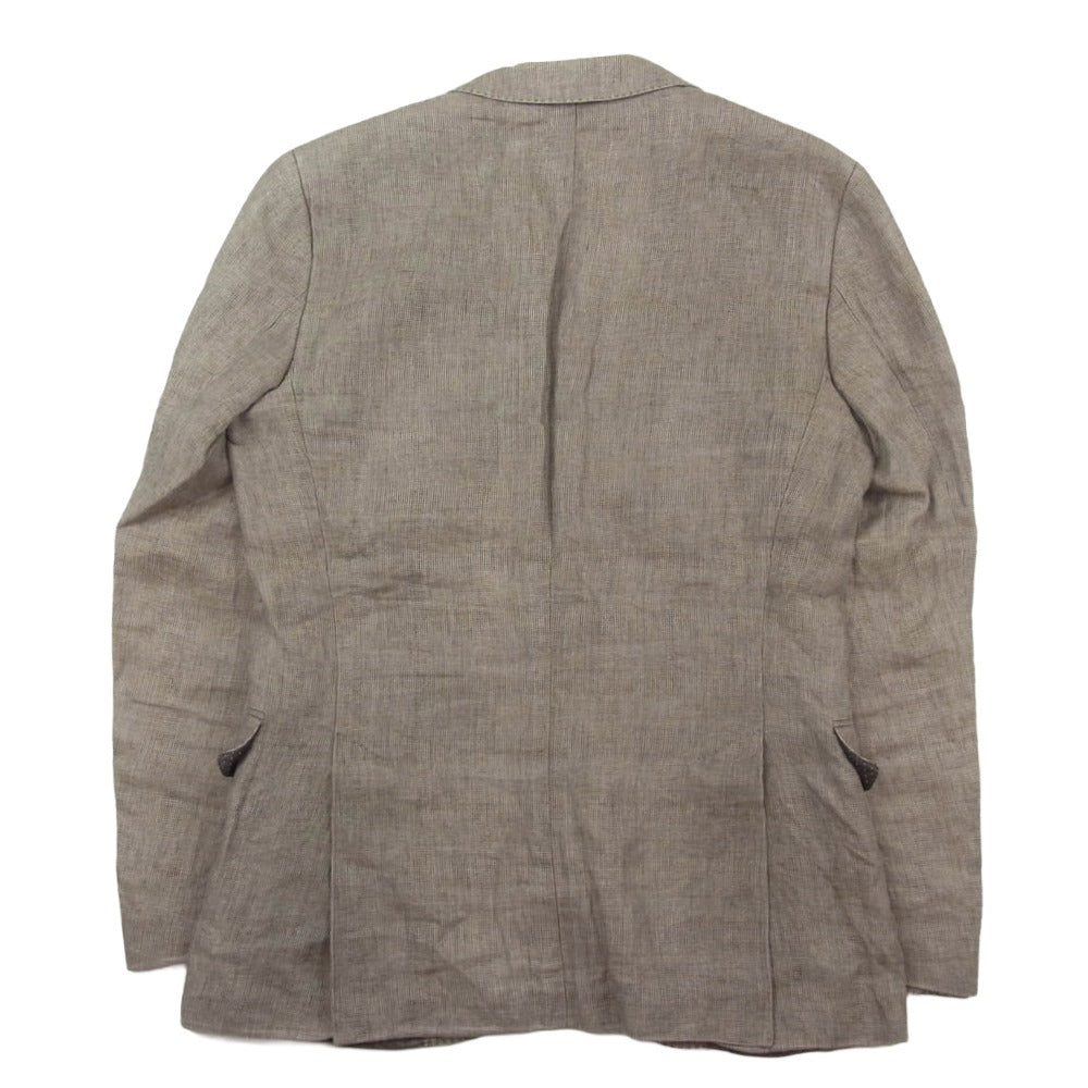 HUGO BOSS ヒューゴボス 10180086 リネン ポケットチーフ付き テーラード ジャケット ブラウン系 44【中古】