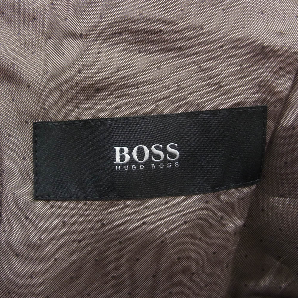 HUGO BOSS ヒューゴボス 10180086 リネン ポケットチーフ付き テーラード ジャケット ブラウン系 44【中古】