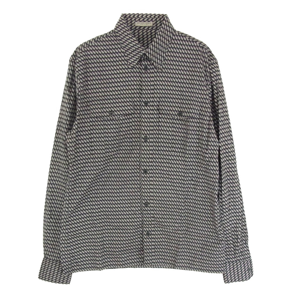 BOTTEGAVENETA ボッテガヴェネタ 478764 V0KT0 総柄 長袖 シャツ ブラック系 グレー系 39【中古】