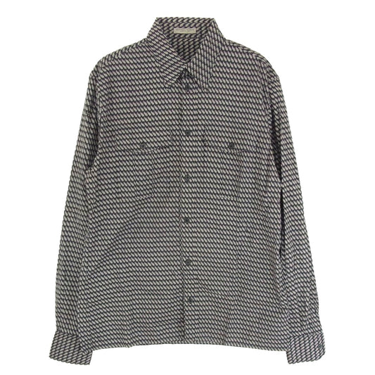 BOTTEGAVENETA ボッテガヴェネタ 478764 V0KT0 総柄 長袖 シャツ ブラック系 グレー系 39【中古】