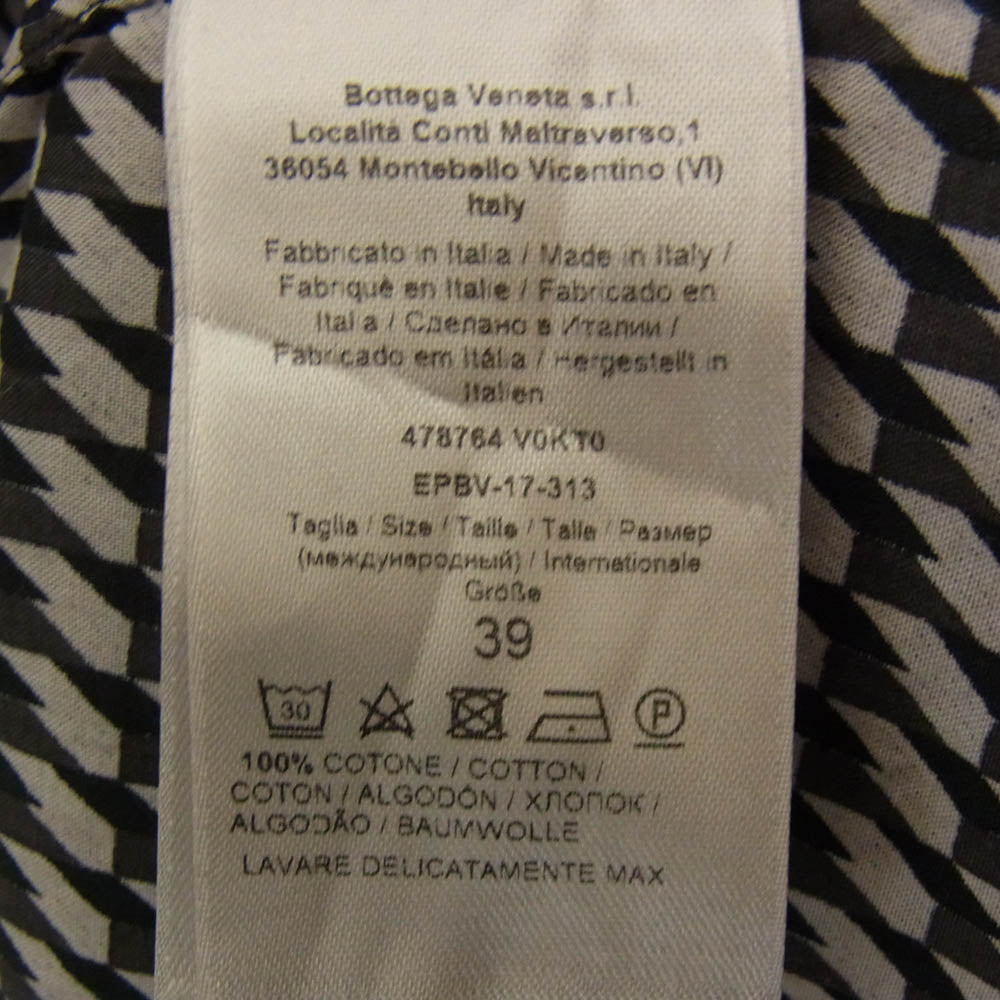 BOTTEGAVENETA ボッテガヴェネタ 478764 V0KT0 総柄 長袖 シャツ ブラック系 グレー系 39【中古】