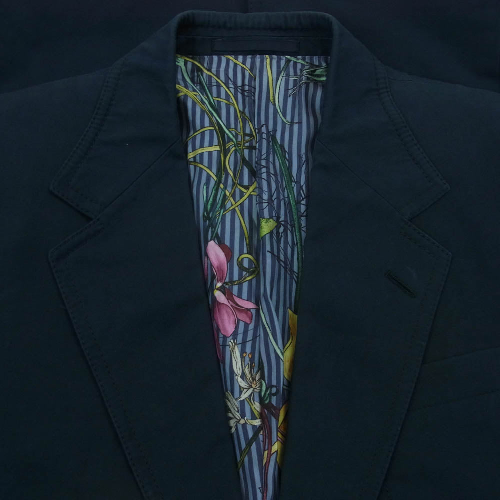 GUCCI グッチ 308095 Z3476 裏地総柄 テーラード ジャケット コットン ネイビー系 46R【中古】