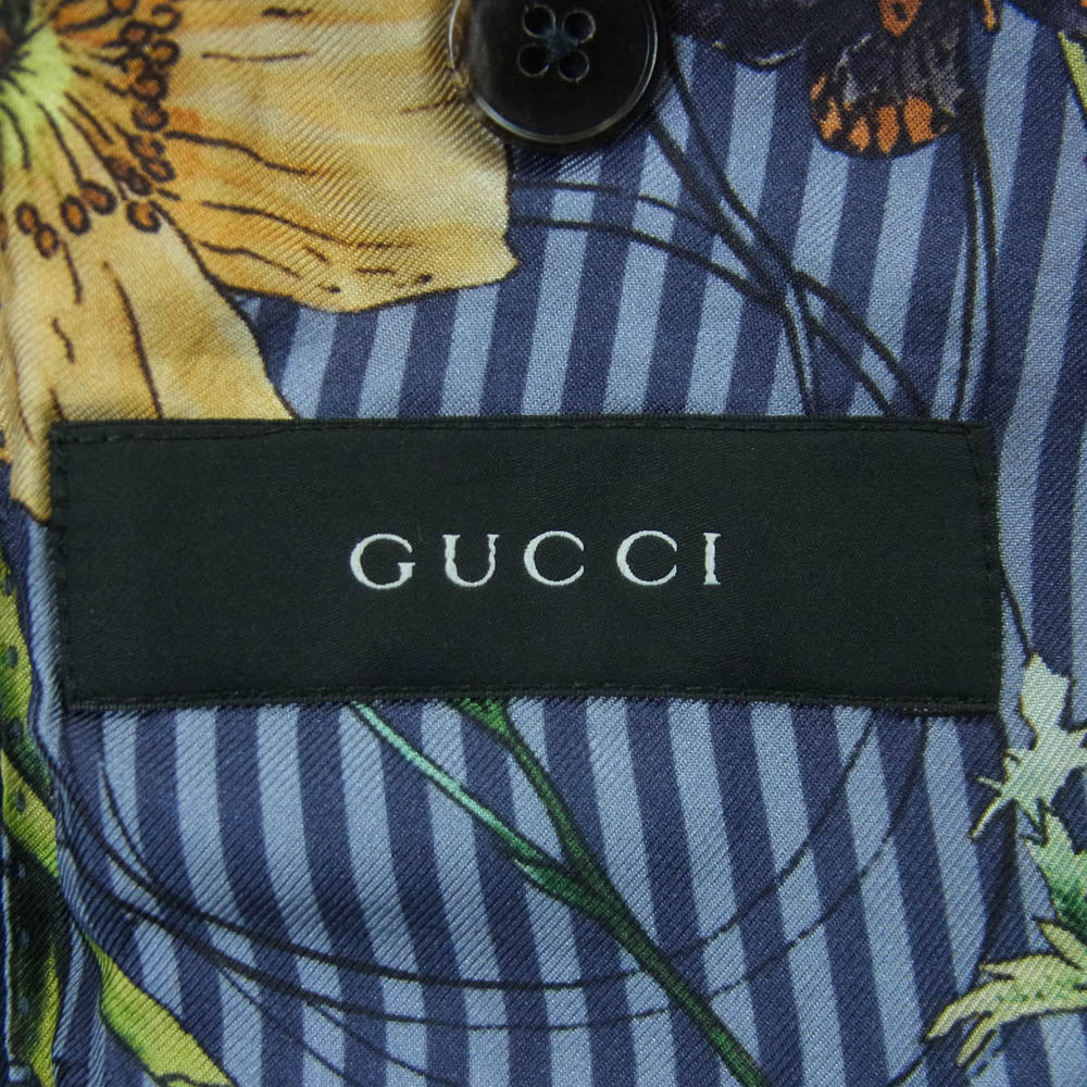 GUCCI グッチ 308095 Z3476 裏地総柄 テーラード ジャケット コットン ネイビー系 46R【中古】