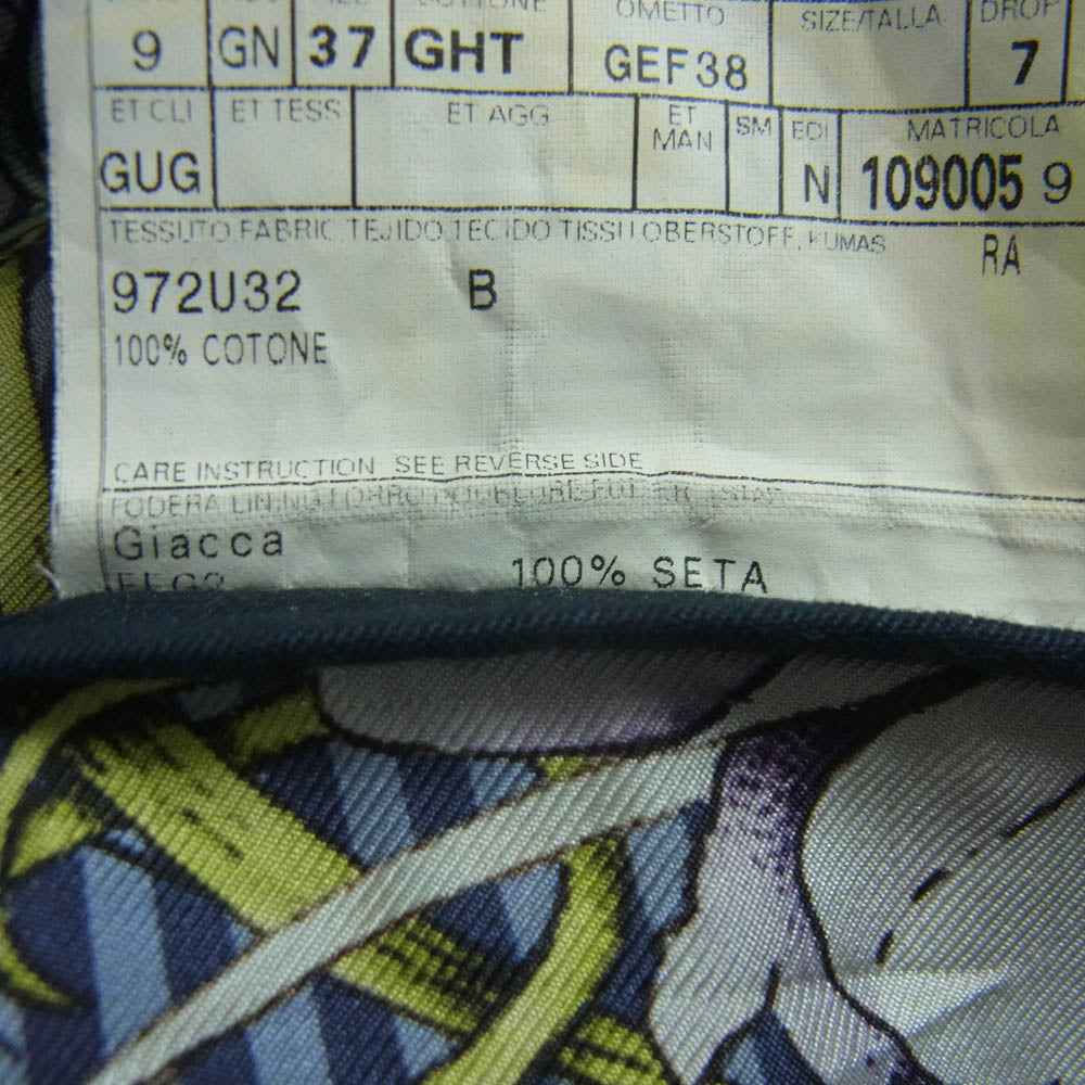 GUCCI グッチ 308095 Z3476 裏地総柄 テーラード ジャケット コットン ネイビー系 46R【中古】