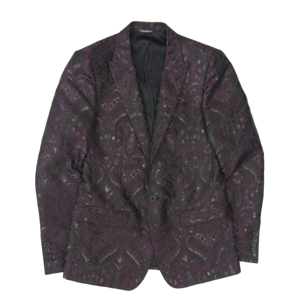DOLCE&GABBANA ドルチェアンドガッバーナ ボタニカル総柄 3ピース スーツ テーラードジャケット スラックスパンツ ベスト セットアップ パープル系 ブラック系 表記サイズ無し【中古】