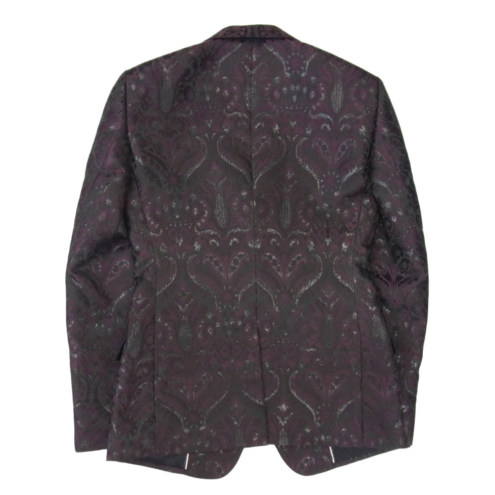 DOLCE&GABBANA ドルチェアンドガッバーナ ボタニカル総柄 3ピース スーツ テーラードジャケット スラックスパンツ ベスト セットアップ パープル系 ブラック系 表記サイズ無し【中古】