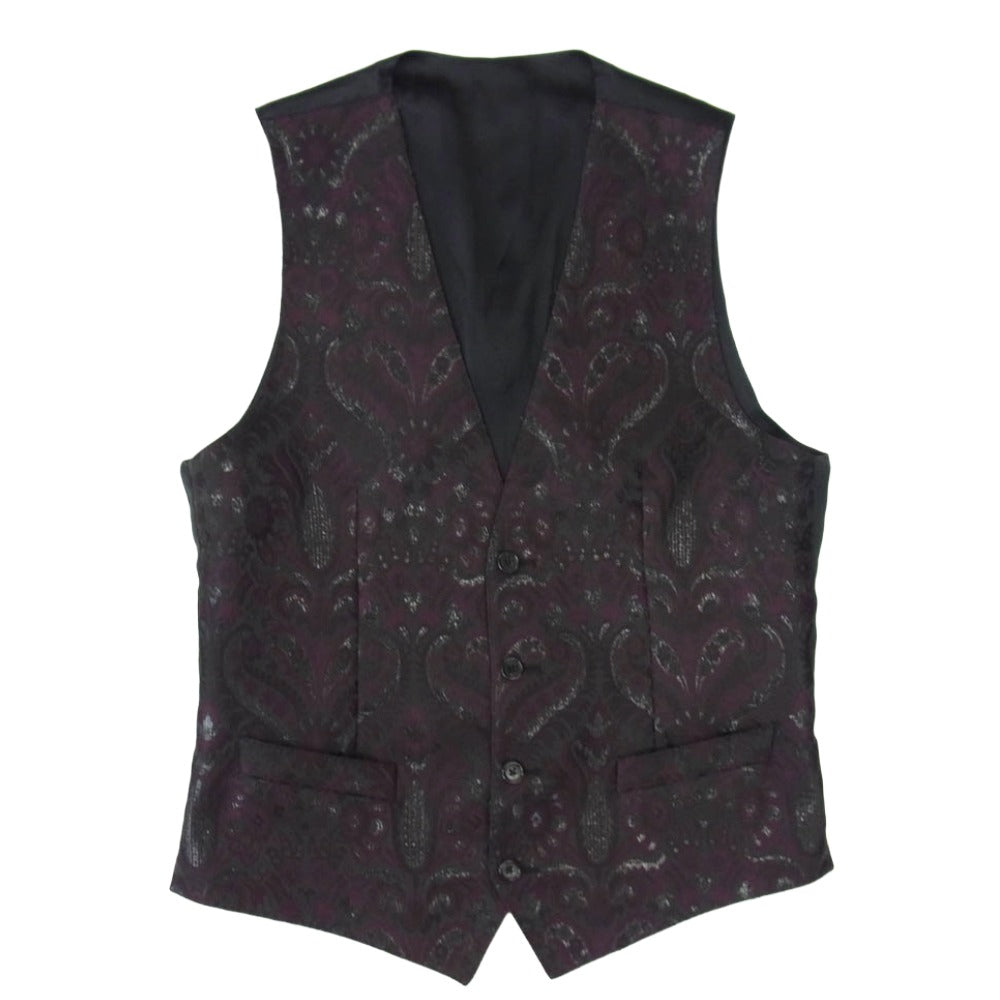 DOLCE&GABBANA ドルチェアンドガッバーナ ボタニカル総柄 3ピース スーツ テーラードジャケット スラックスパンツ ベスト セットアップ パープル系 ブラック系 表記サイズ無し【中古】