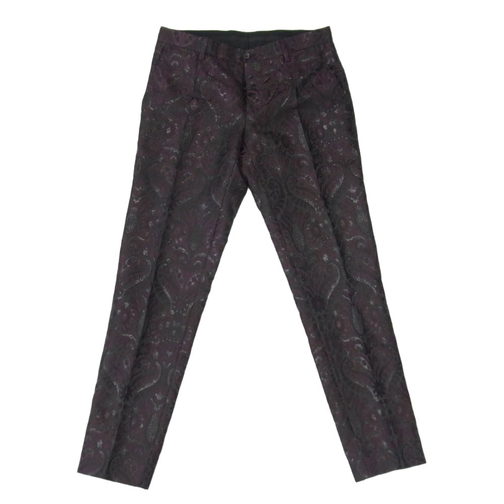 DOLCE&GABBANA ドルチェアンドガッバーナ ボタニカル総柄 3ピース スーツ テーラードジャケット スラックスパンツ ベスト セットアップ パープル系 ブラック系 表記サイズ無し【中古】