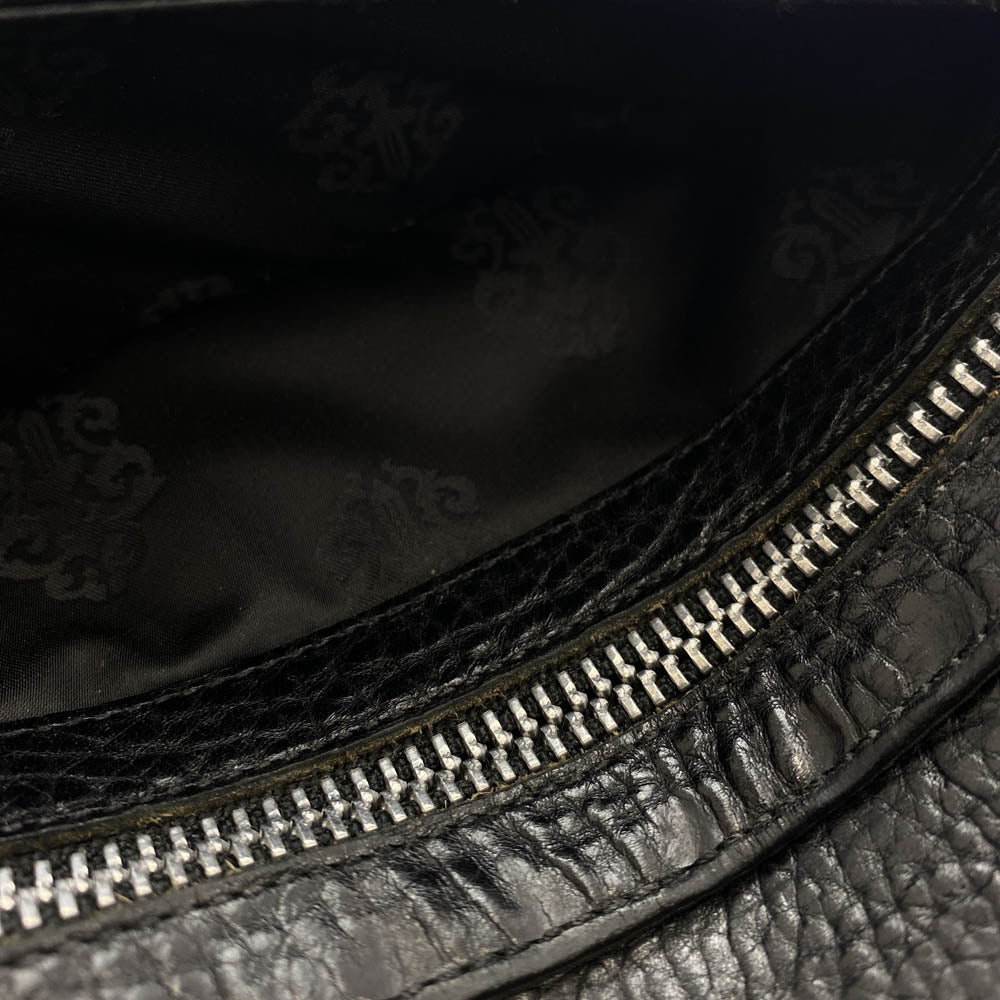CHROME HEARTS クロムハーツ（原本無） WAVE ウェーブ クロスボールボタン レザーウォレット 財布 ブラック系【中古】