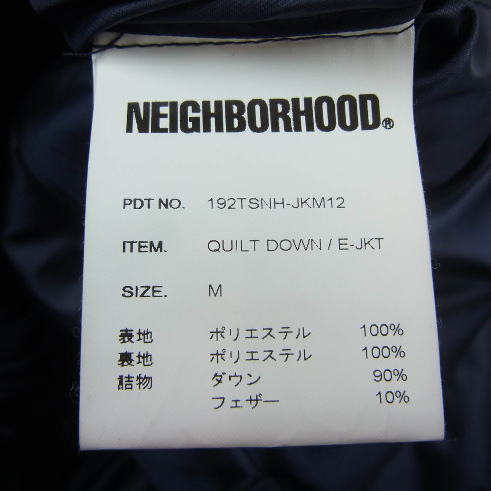 NEIGHBORHOOD ネイバーフッド 192TSNH-JKM12 QUILT DOWN E-JKT キルティング ダウン ジャケット ネイビー系 M【美品】【中古】