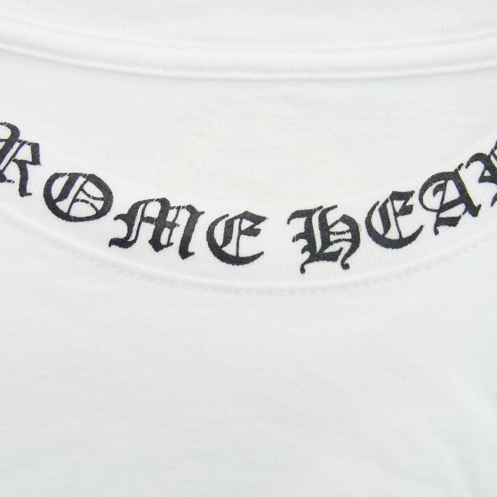 CHROME HEARTS クロムハーツ（原本無） Neck Logo L/S Tee ネックロゴ プリント 長袖 ロングスリーブ ポケット Tシャツ カットソー ロンT ホワイト系 M【中古】