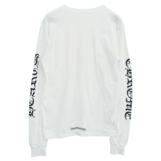 CHROME HEARTS クロムハーツ（原本無） Neck Logo L/S Tee ネックロゴ プリント 長袖 ロングスリーブ ポケット Tシャツ カットソー ロンT ホワイト系 M【中古】