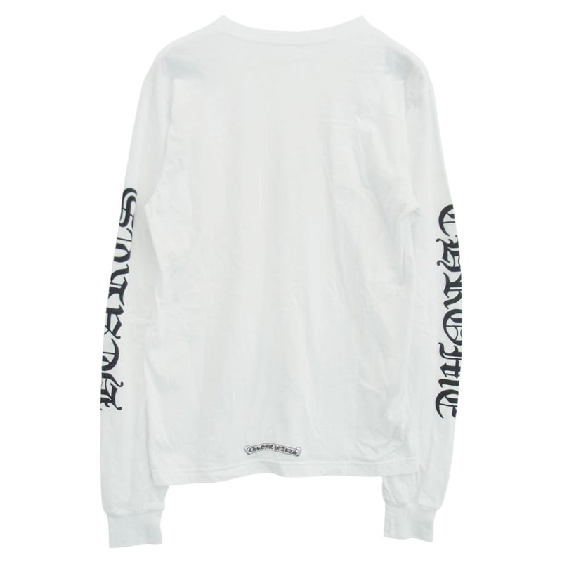 CHROME HEARTS クロムハーツ（原本無） Neck Logo L/S Tee ネックロゴ プリント 長袖 ロングスリーブ ポケット Tシャツ カットソー ロンT ホワイト系 M【中古】