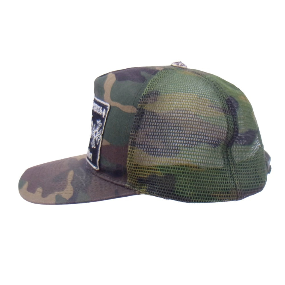 CHROME HEARTS クロムハーツ（原本無） TRUCKER CAP オールド カモフラ 迷彩 クロスボール メッシュ キャップ 帽子 カーキ系【中古】
