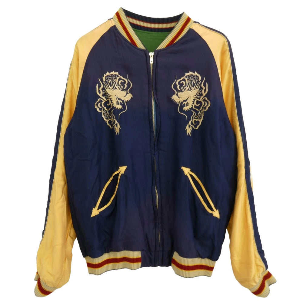 TAILOR TOYO テイラー東洋 TT15710 Early 1950s Style Acetate Souvenir Jacket TIGER HEAD × JAPAN MAP エイジング加工 スカジャン スーベニア ジャケット グリーン系 S【中古】