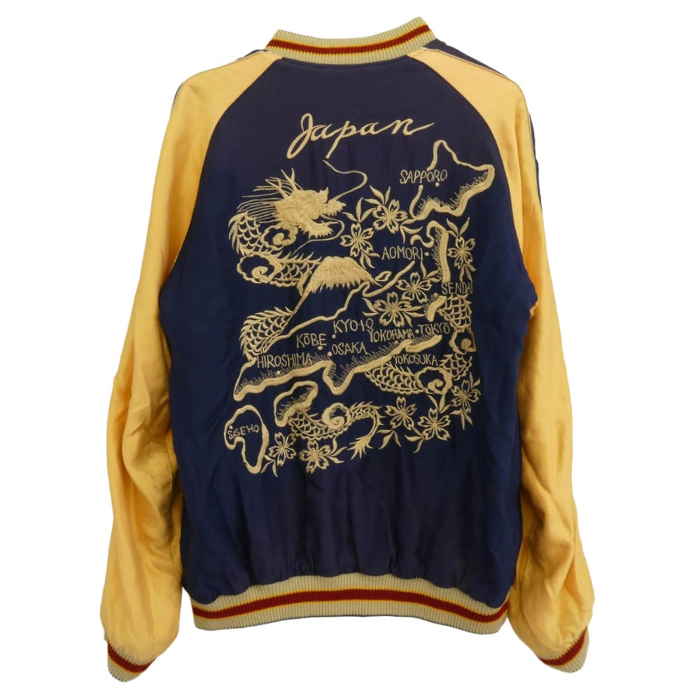 TAILOR TOYO テイラー東洋 TT15710 Early 1950s Style Acetate Souvenir Jacket TIGER HEAD × JAPAN MAP エイジング加工 スカジャン スーベニア ジャケット グリーン系 S【中古】