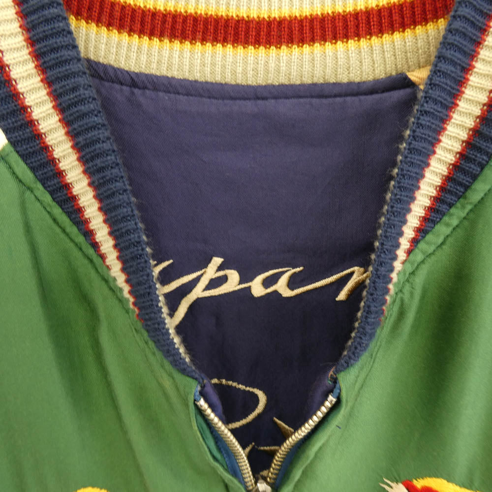 TAILOR TOYO テイラー東洋 TT15710 Early 1950s Style Acetate Souvenir Jacket TIGER HEAD × JAPAN MAP エイジング加工 スカジャン スーベニア ジャケット グリーン系 S【中古】