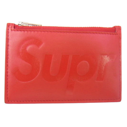 Supreme シュプリーム 25SS Leather Zip Card Holder ジップ カードホルダー コインケース レッド系【美品】【中古】