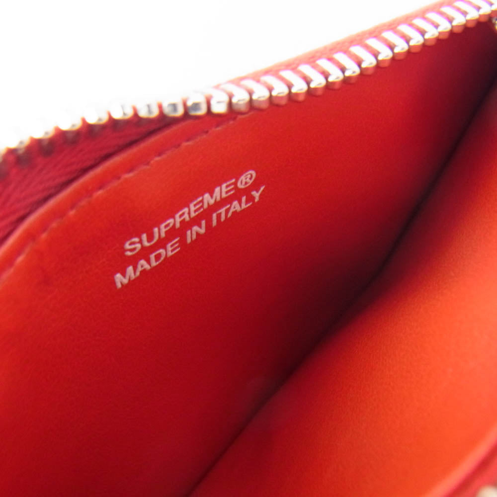 Supreme シュプリーム 25SS Leather Zip Card Holder ジップ カードホルダー コインケース レッド系【美品】【中古】