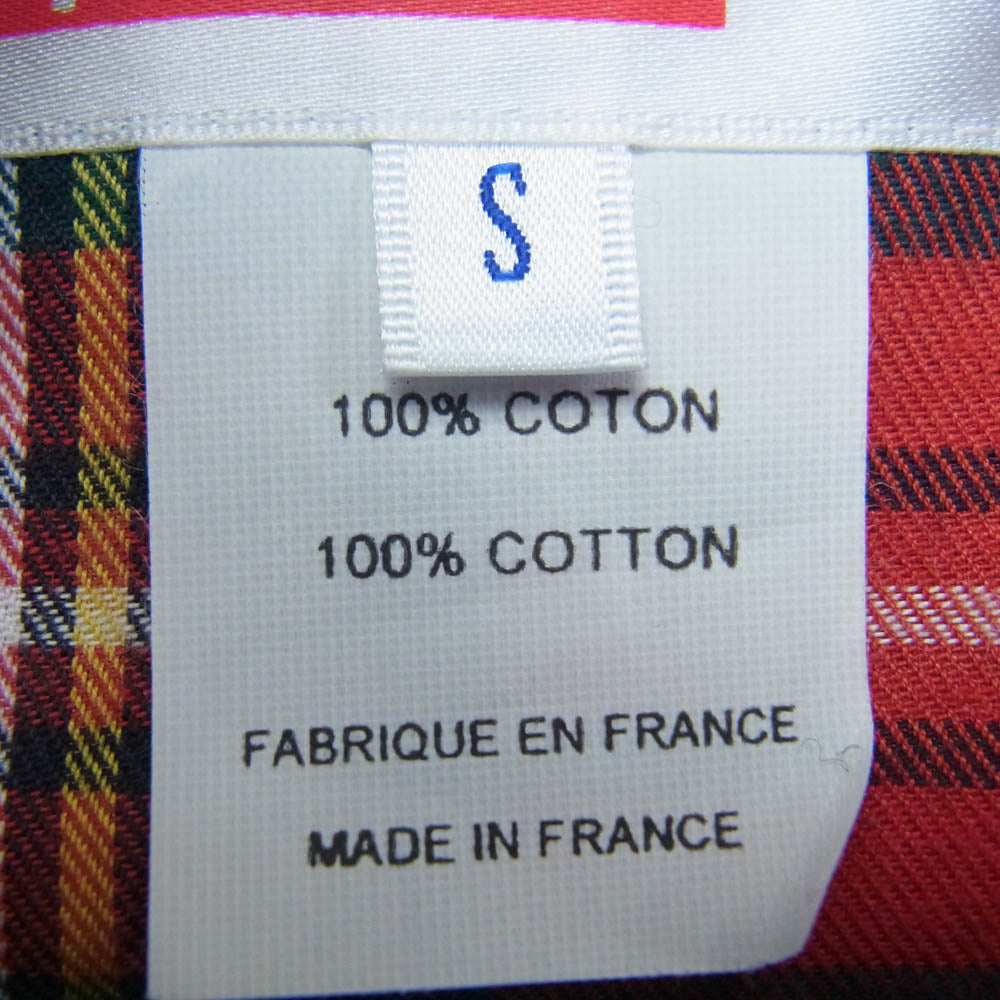 Supreme シュプリーム 15AW S1FW15 COMME des GARCONS SHIRT コムデギャルソンシャツ バックロゴプリント チェック切替 長袖 シャツ ブルー系 レッド系 マルチカラー系 S【美品】【中古】