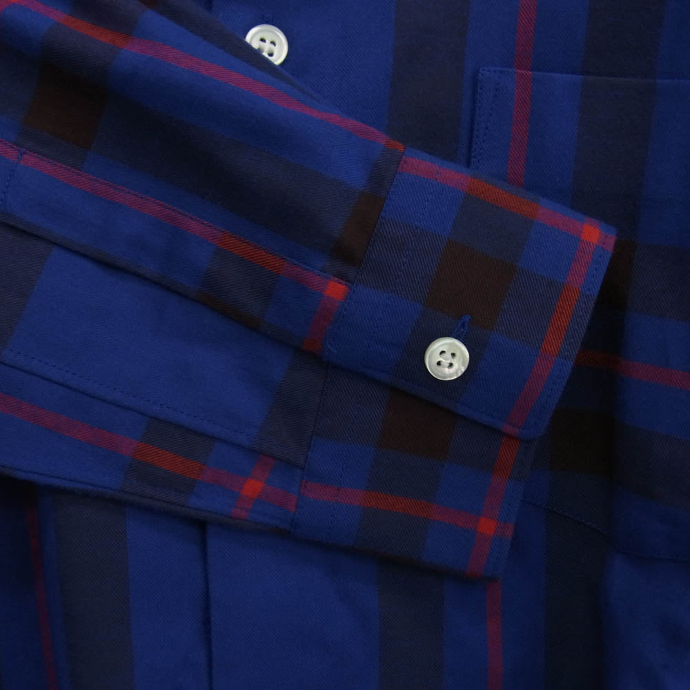 Supreme シュプリーム 15AW S1FW15 COMME des GARCONS SHIRT コムデギャルソンシャツ バックロゴプリント チェック切替 長袖 シャツ ブルー系 レッド系 マルチカラー系 S【美品】【中古】