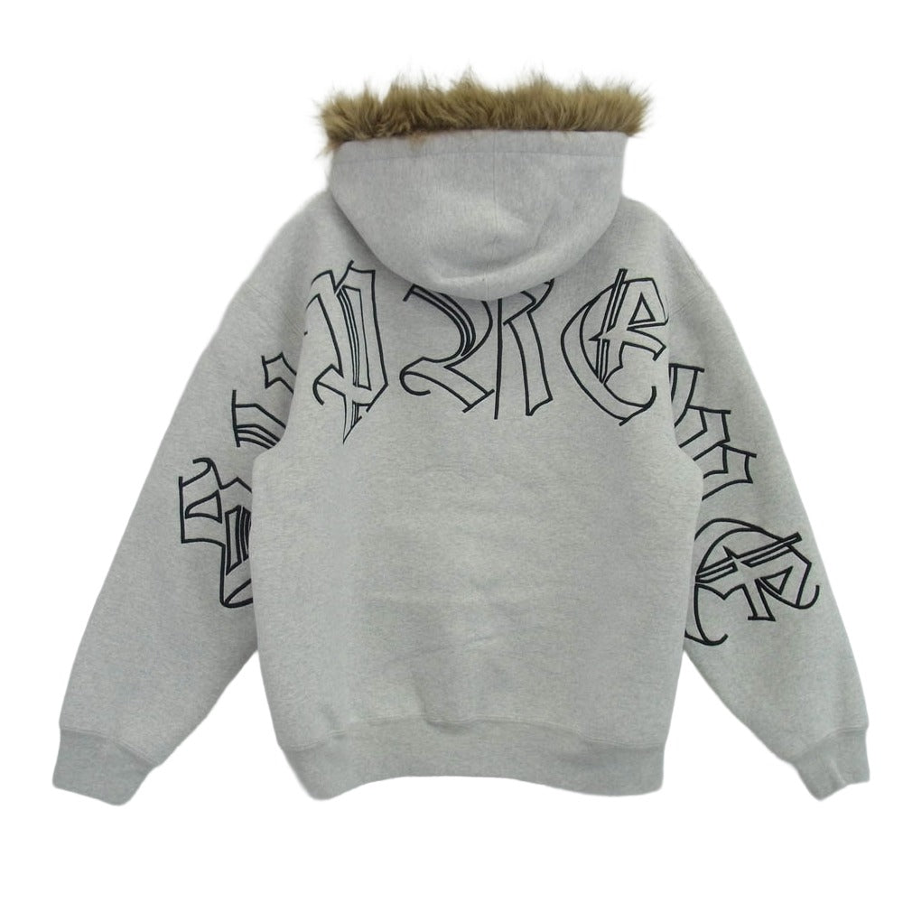 Supreme シュプリーム 25AW Faux Fur Zip Up Hooded Sweatshirt フェイクファー ジップアップ フーデッド スウェットシャツ パーカー フーディー グレー系 M【美品】【中古】