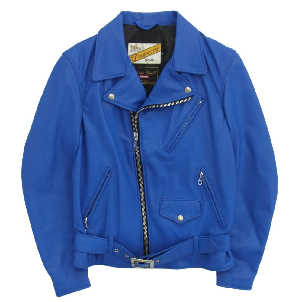 Supreme シュプリーム 15SS UNDER COVER アンダーカバー Schott ショット Perfecto Leather Jacket パーフェクト レザー ライダースジャケット ブルー系 S【中古】