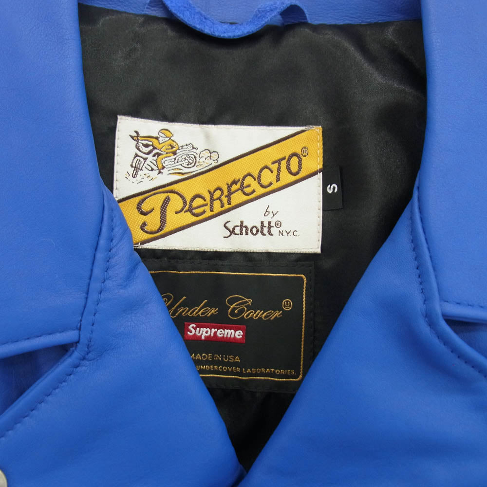 Supreme シュプリーム 15SS UNDER COVER アンダーカバー Schott ショット Perfecto Leather Jacket パーフェクト レザー ライダースジャケット ブルー系 S【中古】