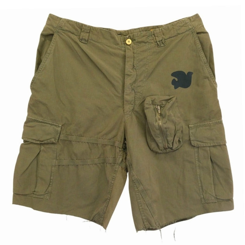 フリーシティ LIFE NATURE LOVE バードプリント ミリタリー カーゴ ショーツ ショート ハーフ パンツ カーキ系 表記なし【中古】