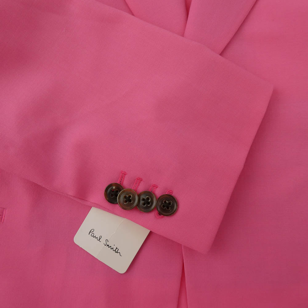Paul Smith ポール・スミス 14SS メインライン トロピカルウール ワイヤーメッシュボーダーライニング 1B テーラード ジャケット ピンク系 XL【中古】