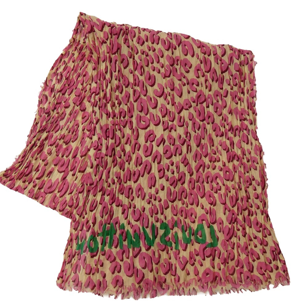 LOUIS VUITTON ルイ・ヴィトン M72864 ブロンコライユ コットン パレオ・レオパード ストール ピンク系【中古】