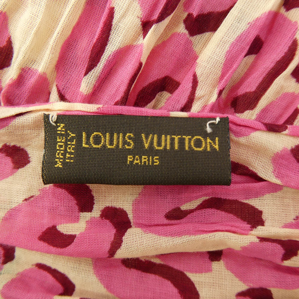 LOUIS VUITTON ルイ・ヴィトン M72864 ブロンコライユ コットン パレオ・レオパード ストール ピンク系【中古】