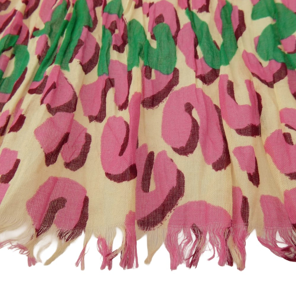 LOUIS VUITTON ルイ・ヴィトン M72864 ブロンコライユ コットン パレオ・レオパード ストール ピンク系【中古】