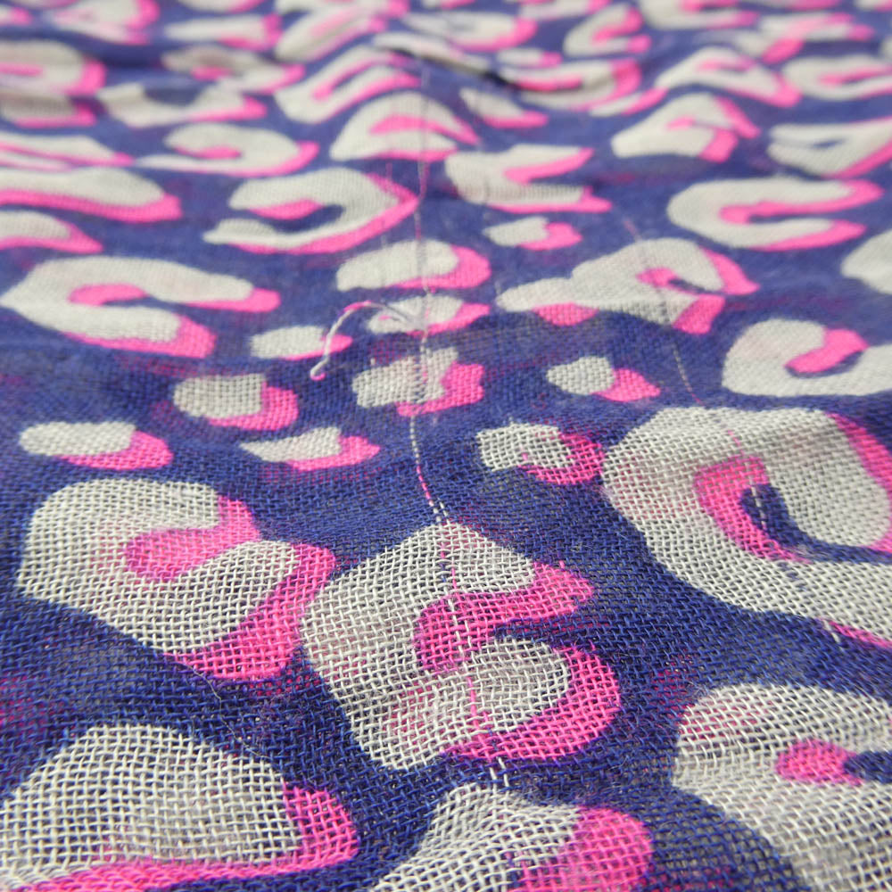 LOUIS VUITTON ルイ・ヴィトン M72450 レオパード カシミヤ シルク 大判ストール ネイビー系【中古】