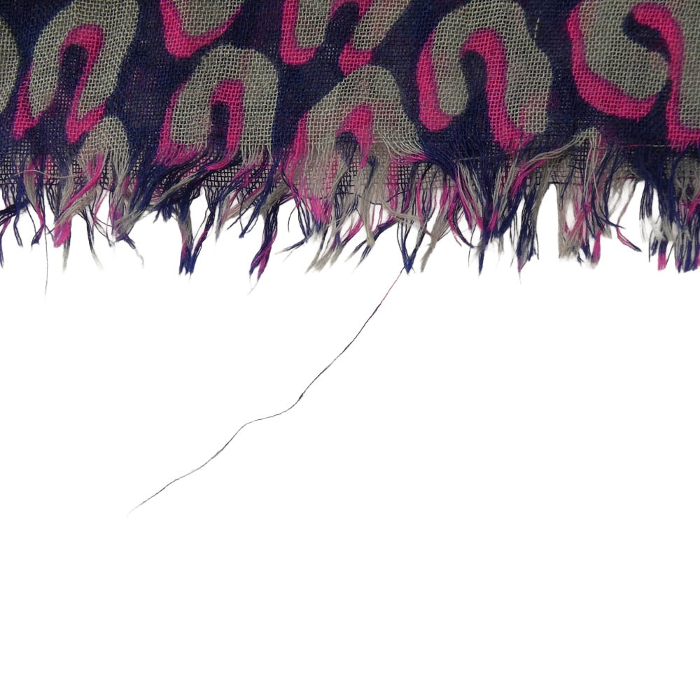 LOUIS VUITTON ルイ・ヴィトン M72450 レオパード カシミヤ シルク 大判ストール ネイビー系【中古】