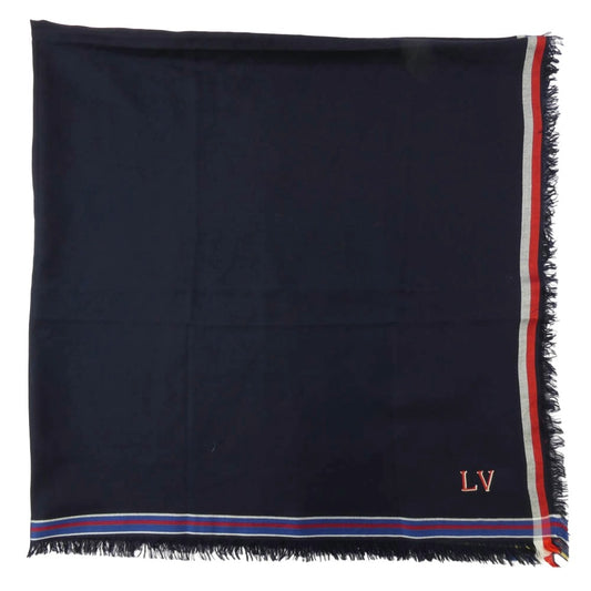 LOUIS VUITTON ルイ・ヴィトン MP1702 ロゴ ウール シルク 大判ストール ネイビー系【中古】