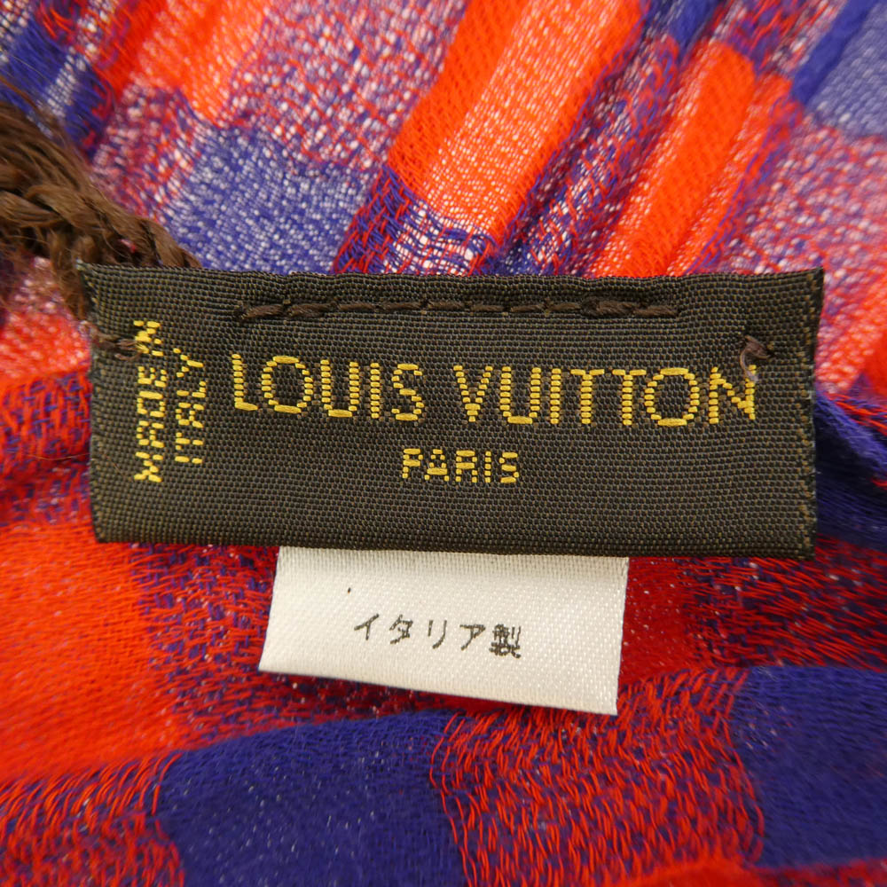 LOUIS VUITTON ルイ・ヴィトン MP0894 エトール マサイ チェック ストール レッド系 ブルー系【中古】