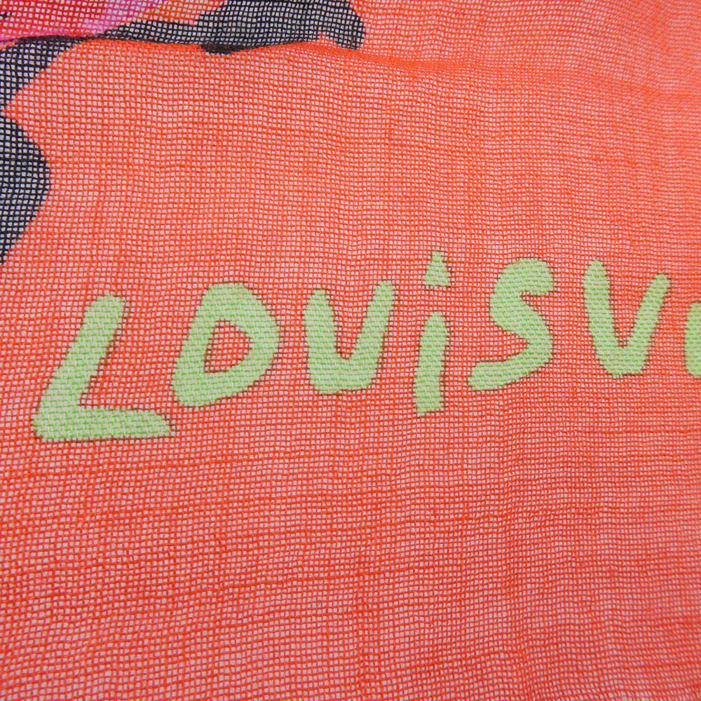 LOUIS VUITTON ルイ・ヴィトン M72379 カシミヤ シルク エトールローズ 大判ストール レッド系【中古】