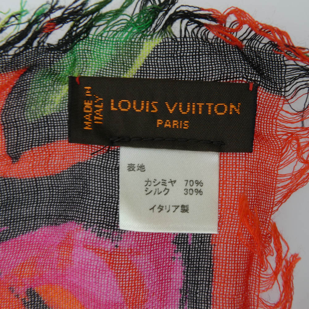 LOUIS VUITTON ルイ・ヴィトン M72379 カシミヤ シルク エトールローズ 大判ストール レッド系【中古】