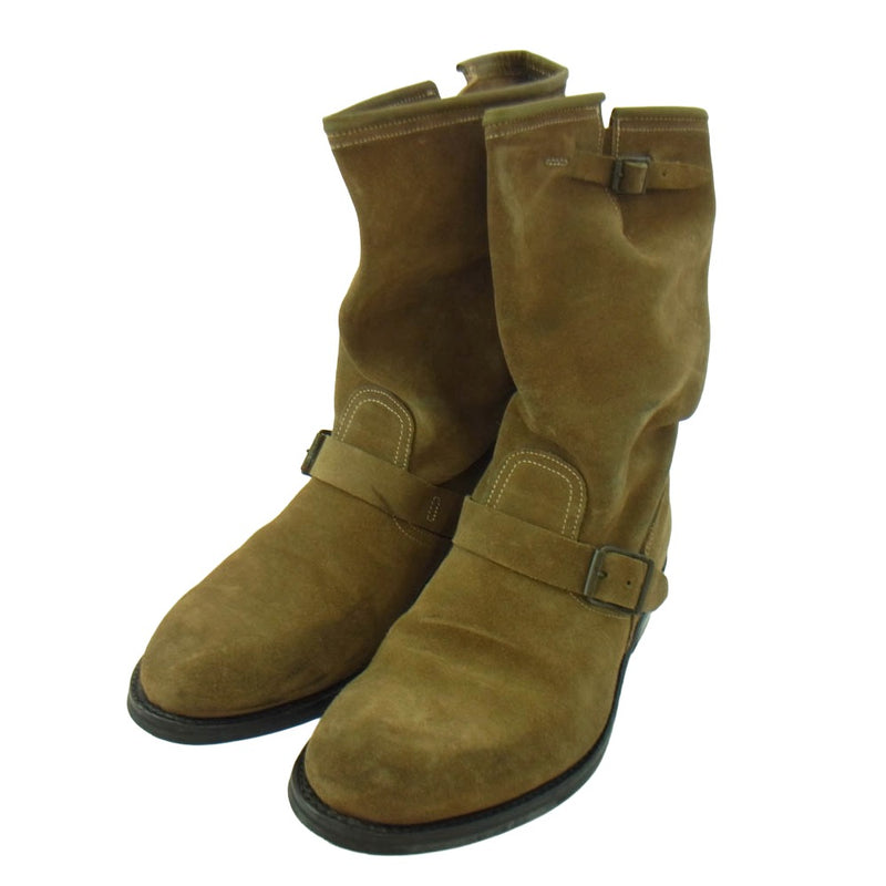 BALMAIN バルマン S2HT957BA31 Buckled Suede Boots バックル スエード エンジニア ブーツ ブラウン系 44【中古】