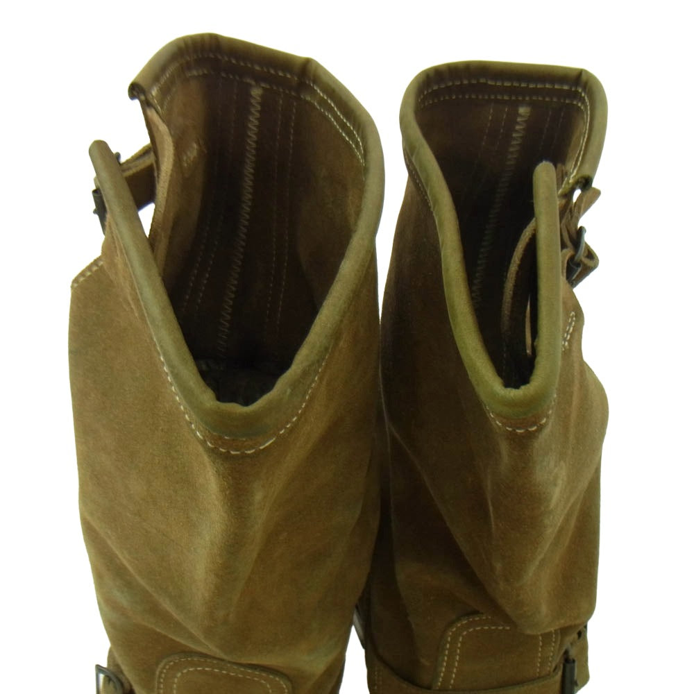 BALMAIN バルマン S2HT957BA31 Buckled Suede Boots バックル スエード エンジニア ブーツ ブラウン系 44【中古】