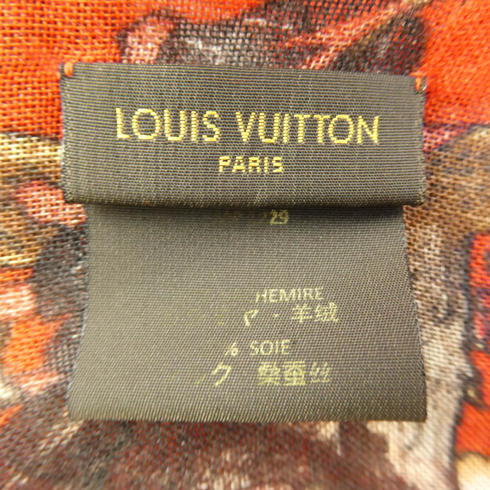 LOUIS VUITTON ルイ・ヴィトン 13AW × Chapman Brothers チャップマンブラザーズ カシミヤ シルク 大判ストール レッド系【中古】