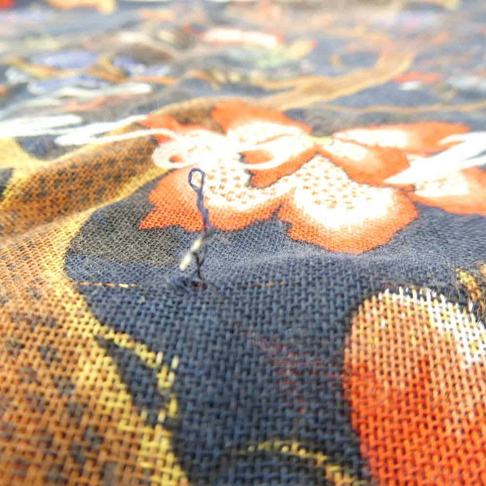 LOUIS VUITTON ルイ・ヴィトン × Chapman Brothers チャップマンブラザーズ カシミヤ シルク 大判ストール ネイビー系【中古】