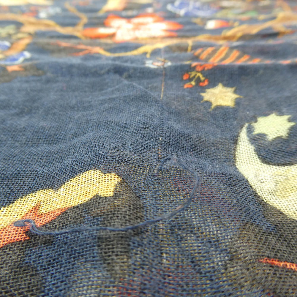 LOUIS VUITTON ルイ・ヴィトン × Chapman Brothers チャップマンブラザーズ カシミヤ シルク 大判ストール ネイビー系【中古】