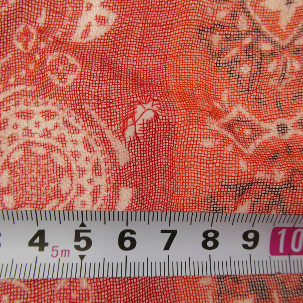 LOUIS VUITTON ルイ・ヴィトン M75267 モノグラム ペイズリー バンダナ カシミヤ シルク 大判ストール レッド系【中古】