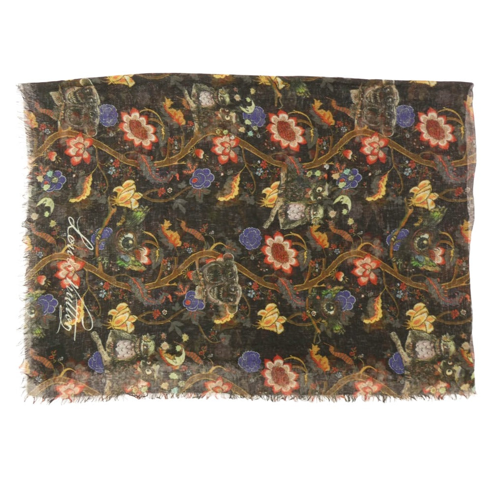 LOUIS VUITTON ルイ・ヴィトン MP1238 × Chapman Brothers チャップマンブラザーズ カシミヤ シルク 大判ストール ブラック系 マルチカラー系【中古】