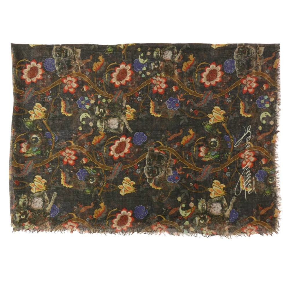 LOUIS VUITTON ルイ・ヴィトン MP1238 × Chapman Brothers チャップマンブラザーズ カシミヤ シルク 大判ストール ブラック系 マルチカラー系【中古】