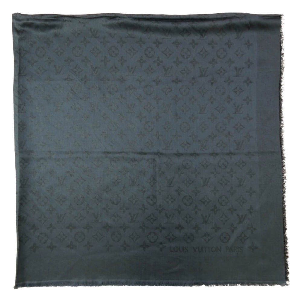 LOUIS VUITTON ルイ・ヴィトン ショール モノグラム ウール シルク 大判ストール ネイビー系【中古】