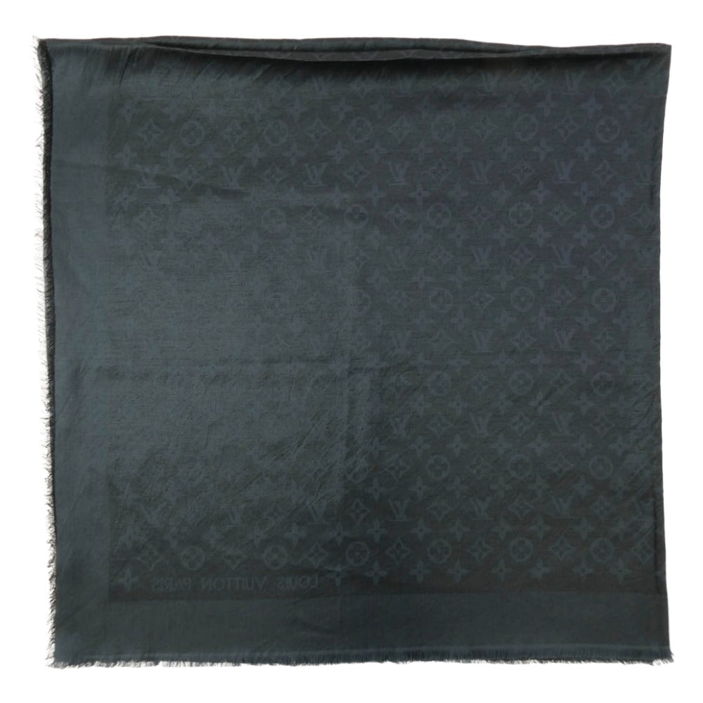 LOUIS VUITTON ルイ・ヴィトン ショール モノグラム ウール シルク 大判ストール ネイビー系【中古】