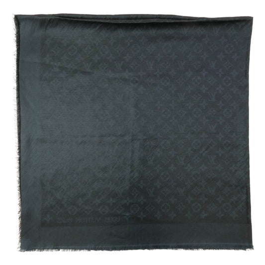 LOUIS VUITTON ルイ・ヴィトン ショール モノグラム ウール シルク 大判ストール ネイビー系【中古】